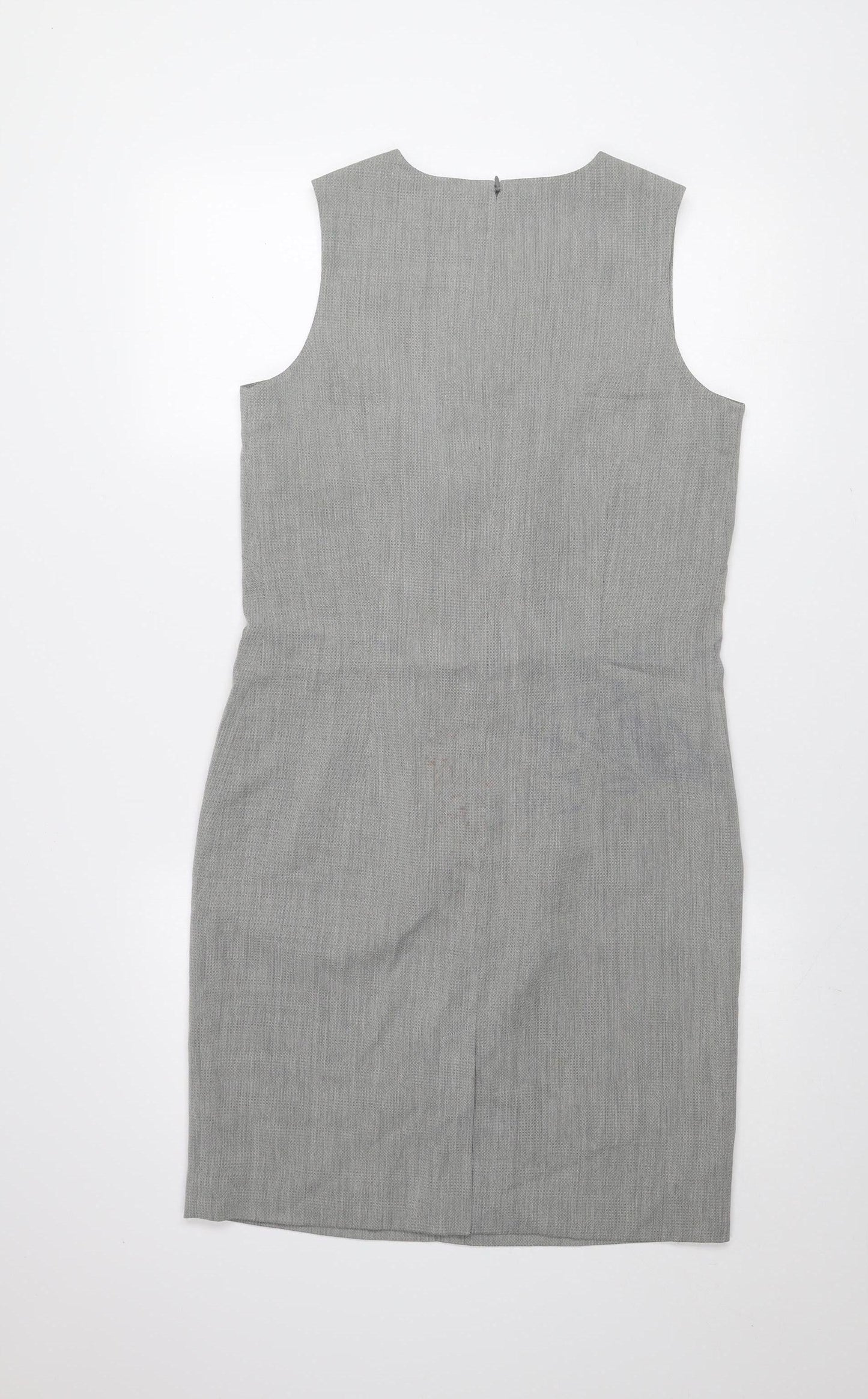 Next Women Grey Sheath Work Dress Size 10 Sleeveless V-Neck