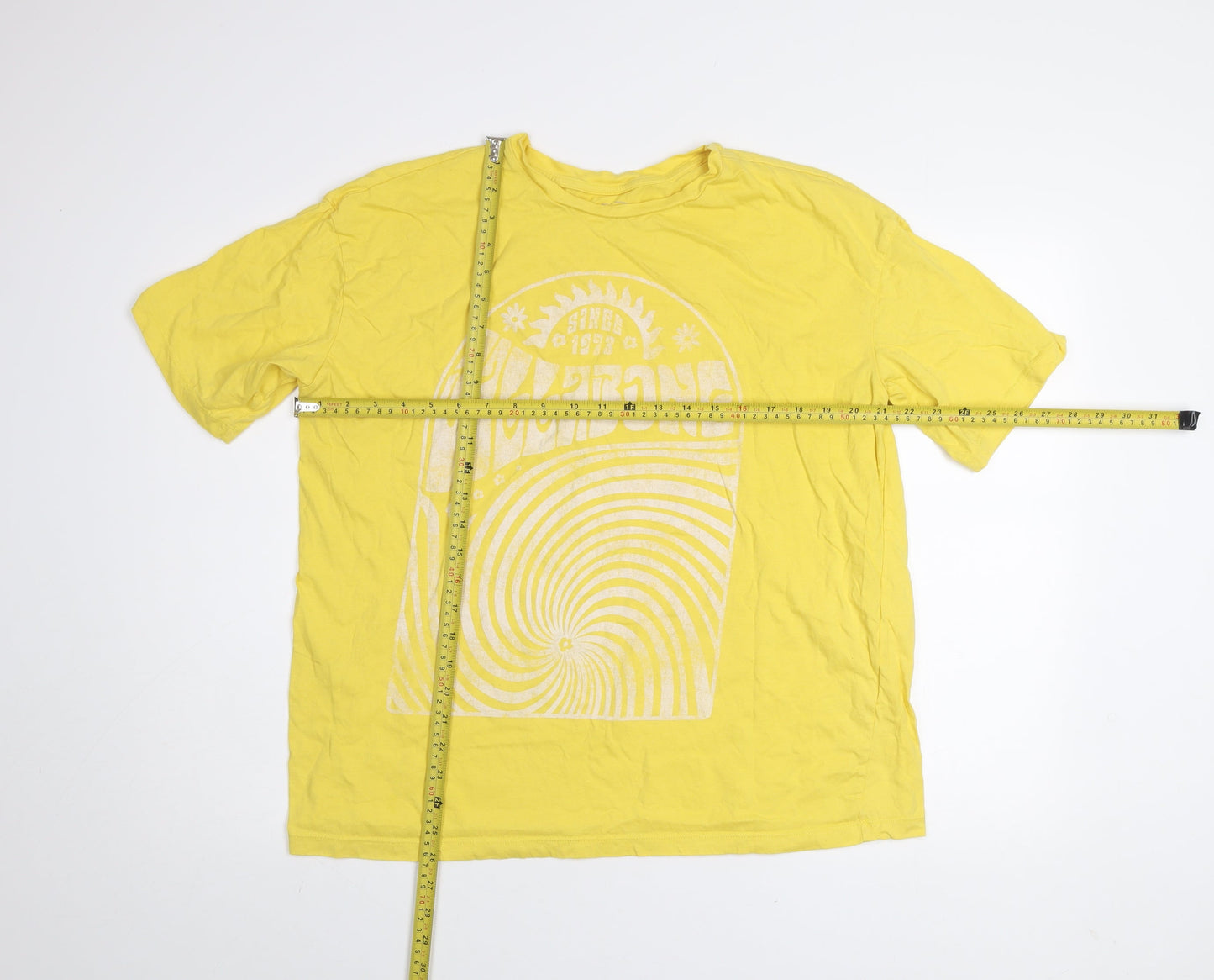 Billabong Men's Yellow Graphic Print Cotton T-Shirt Size S