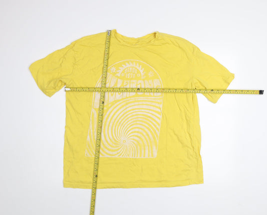 Billabong Men's Yellow Graphic Print Cotton T-Shirt Size S