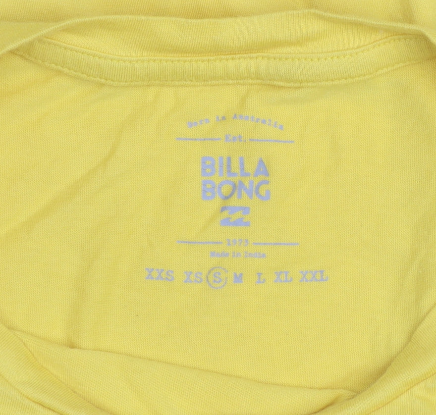 Billabong Men's Yellow Graphic Print Cotton T-Shirt Size S