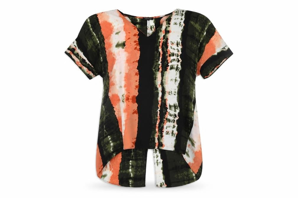 River Island Women's Multicoloured V-Neck Tunic Blouse Size 8