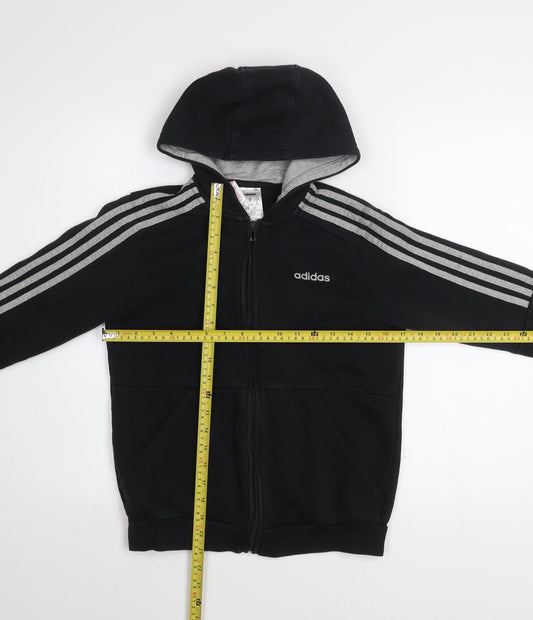 adidas Boys Black 11-12 Years Track Jacket Hooded Full Zip Activewear