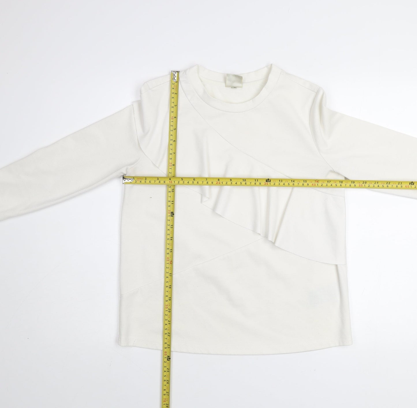 Selected Femme Women White Ruffle Pullover Sweatshirt Size S