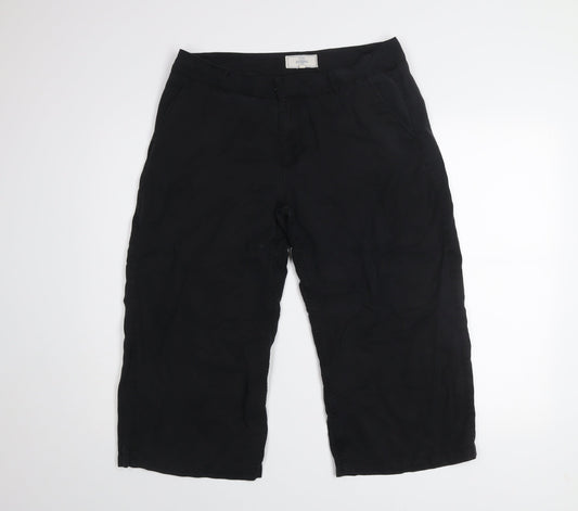 Fat Face Women Black Size 12 Cropped Trousers 100% Lyocell