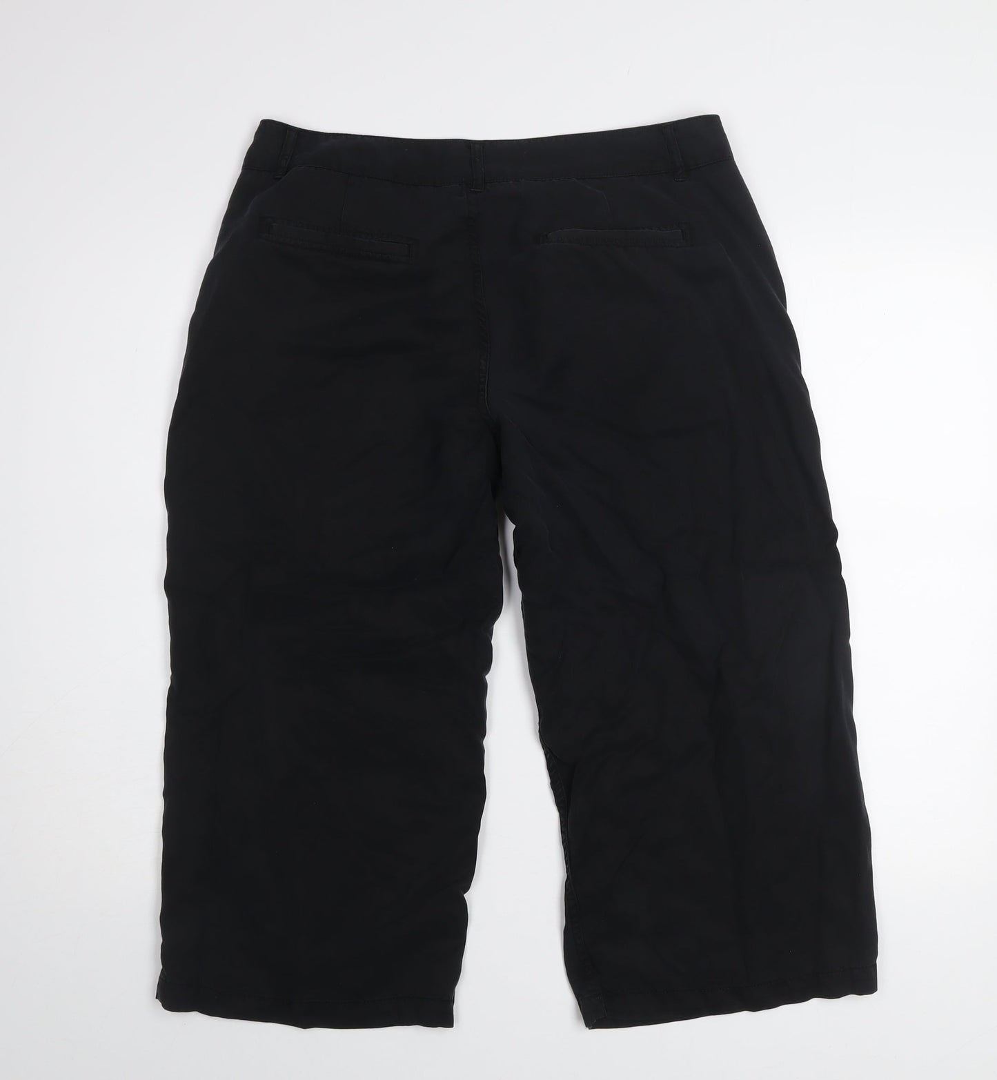 Fat Face Women Black Size 12 Cropped Trousers 100% Lyocell