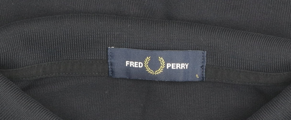Fred Perry Men’s Black Cotton Short Sleeve Button-Up Shirt L
