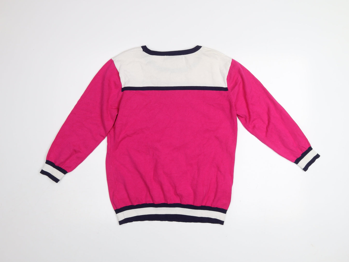 Mudflower Womens Pink Nautical Embroidered Pullover Jumper M
