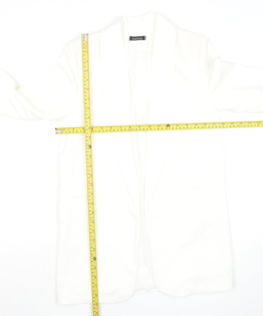Boohoo Womens White Shawl Collar Longline Blazer Size S