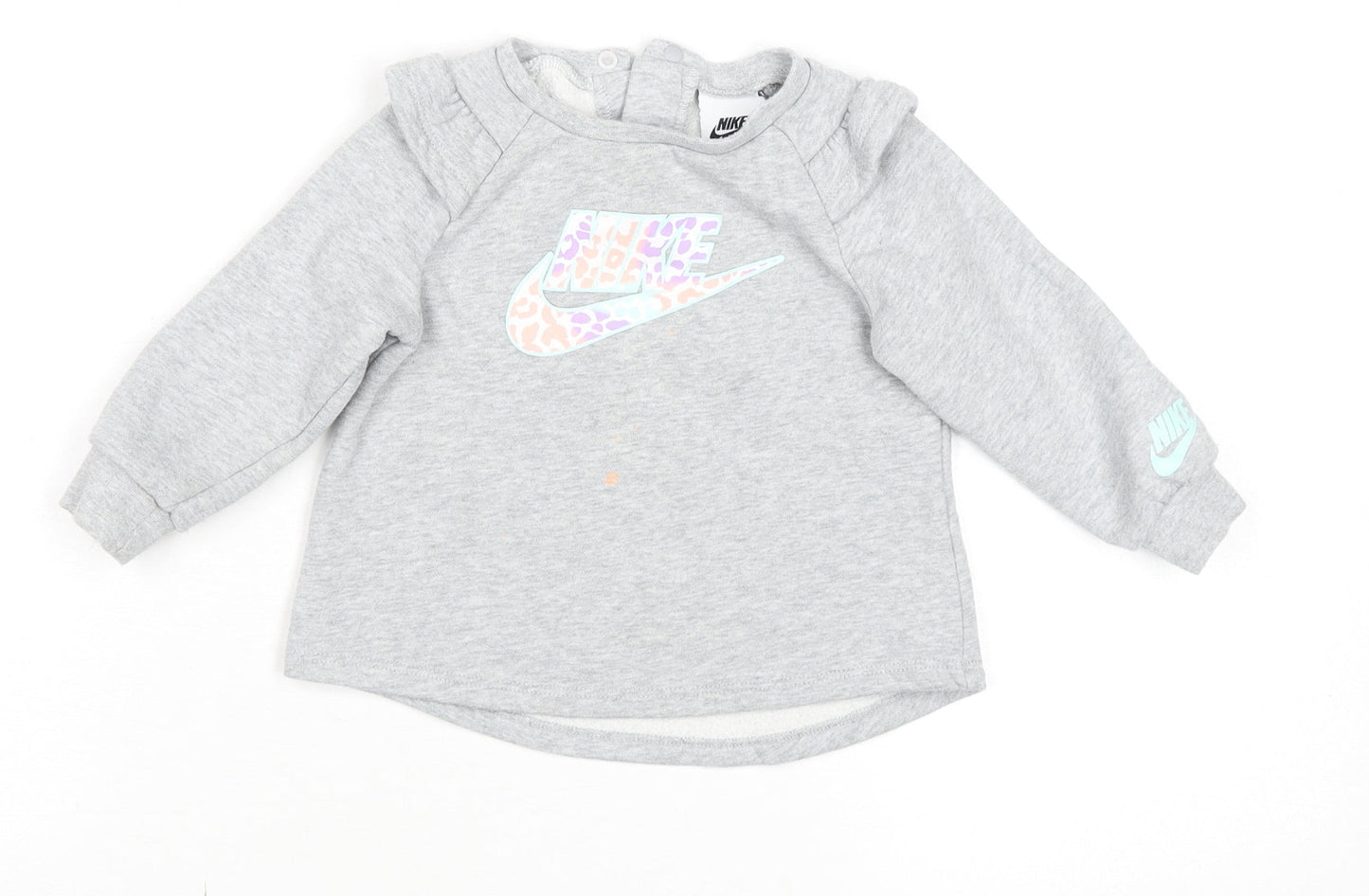 Nike Grey Animal Print Logo Long Sleeve Baby T-Shirt 18-24 Months