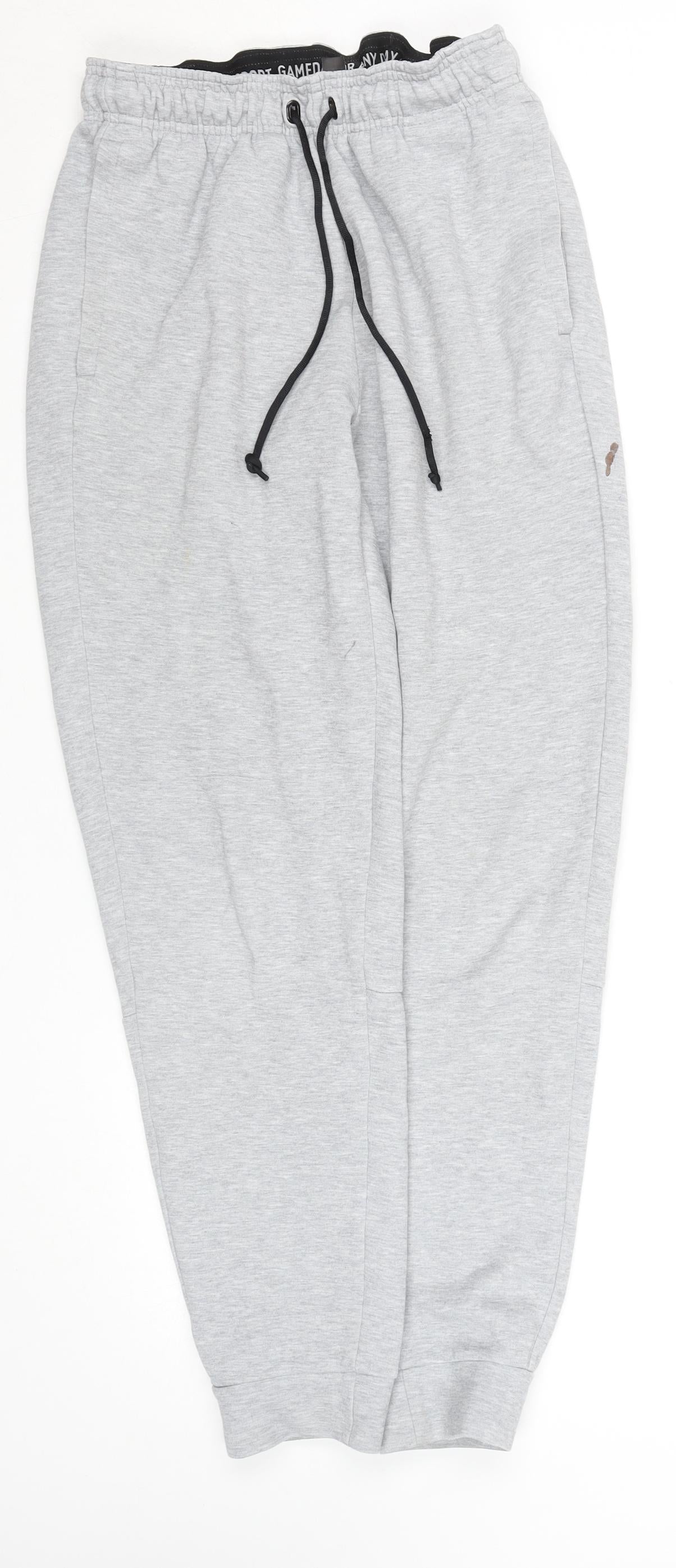 adidas Men's Grey Jogger Sweatpants S Regular Fit Cotton Blend