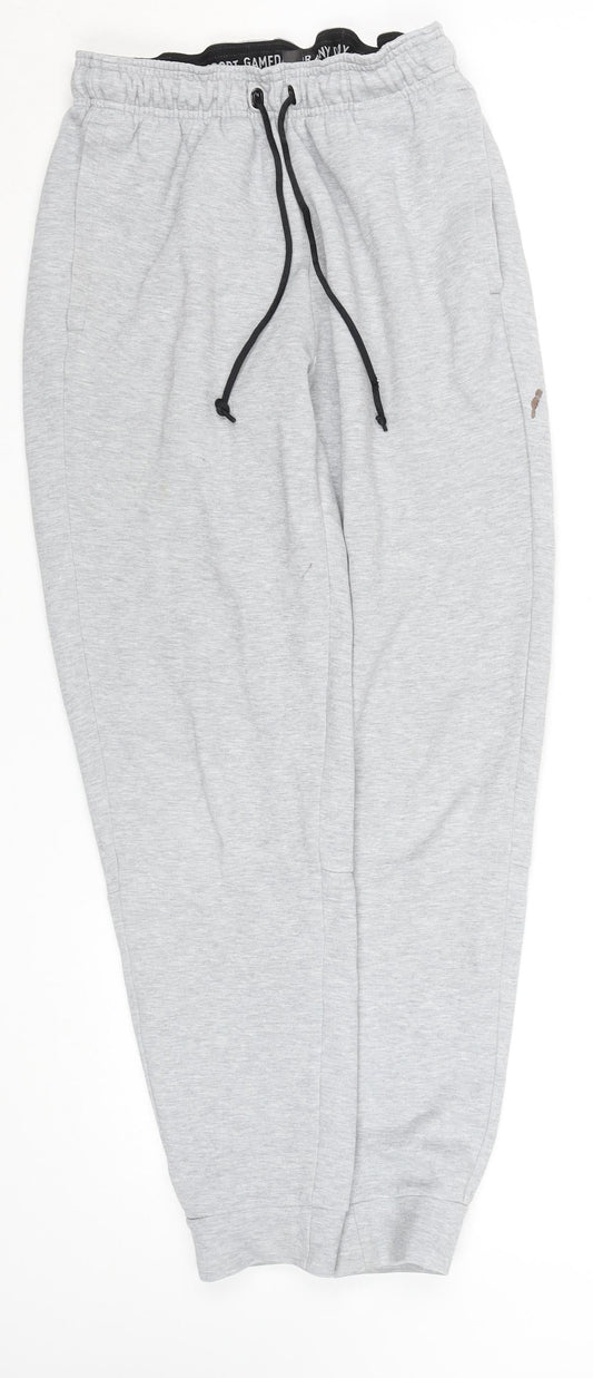 adidas Men's Grey Jogger Sweatpants S Regular Fit Cotton Blend