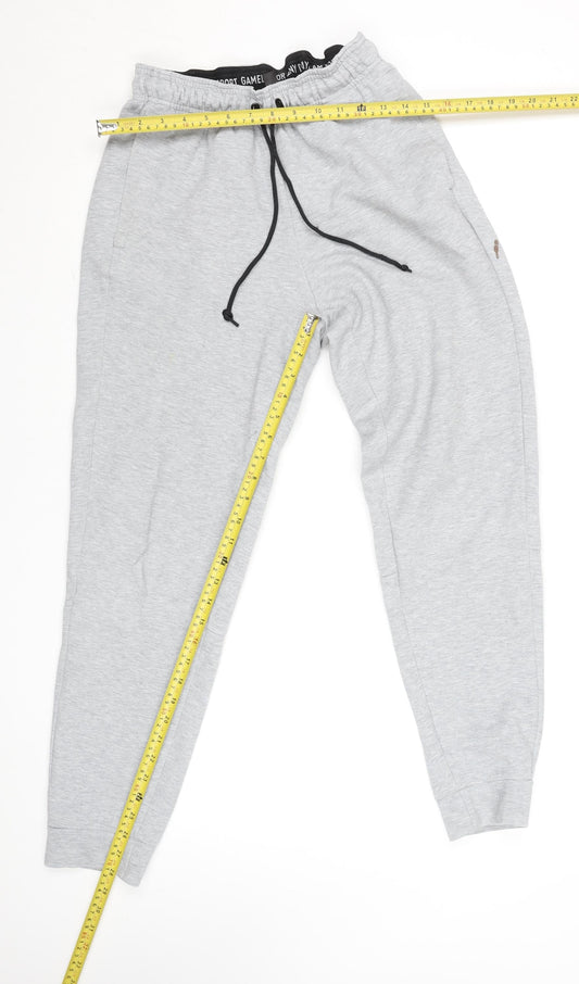 adidas Men's Grey Jogger Sweatpants S Regular Fit Cotton Blend