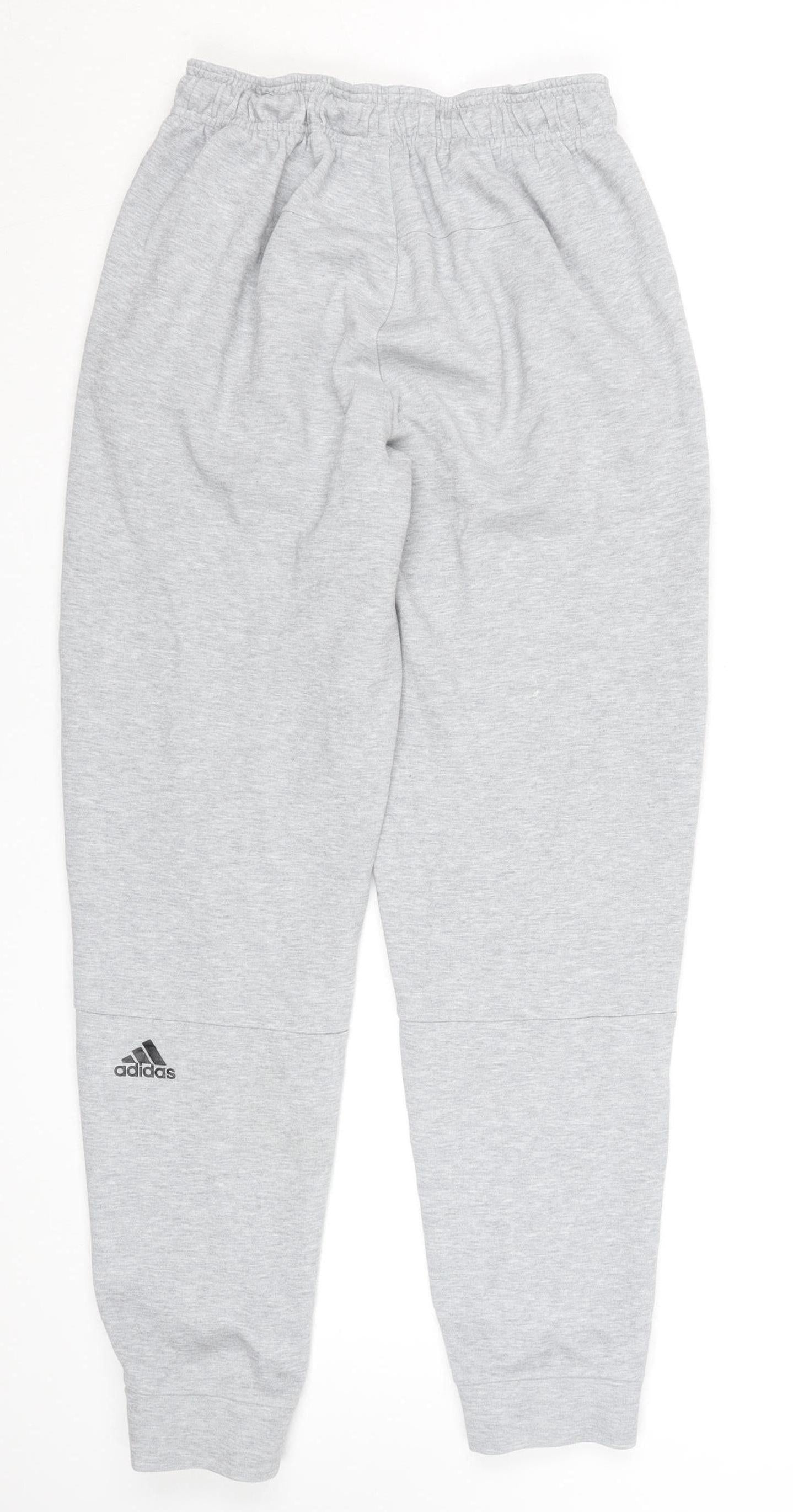 adidas Men's Grey Jogger Sweatpants S Regular Fit Cotton Blend