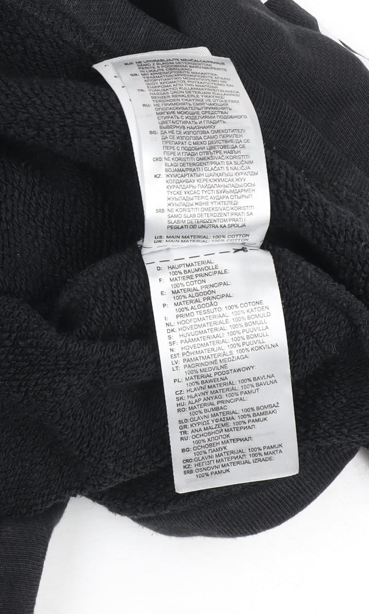 Adidas Womens Black Crop Pullover Sweatshirt UK 4 Cotton Logo Long Sleeve