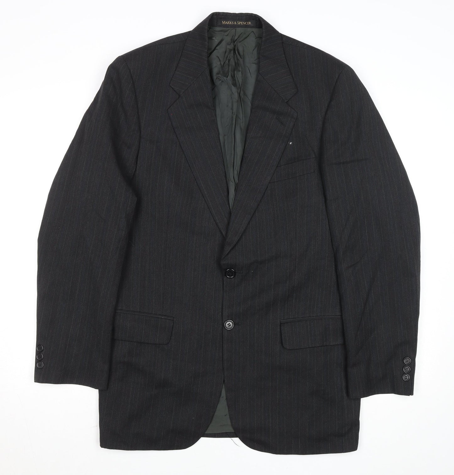 Marks and Spencer Men's Grey Pinstripe 38L Wool Blend Blazer Jacket