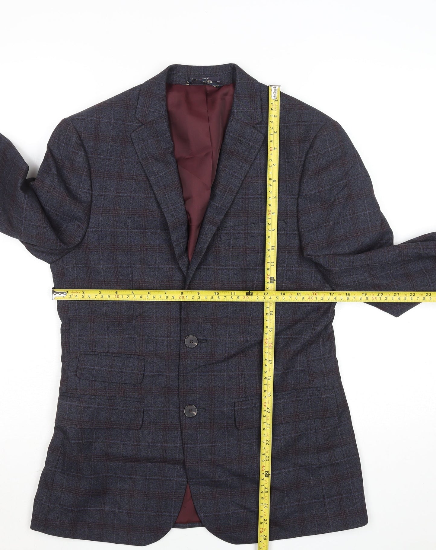 Marks and Spencer Men's Blue Check Regular Fit 36S Blazer Jacket