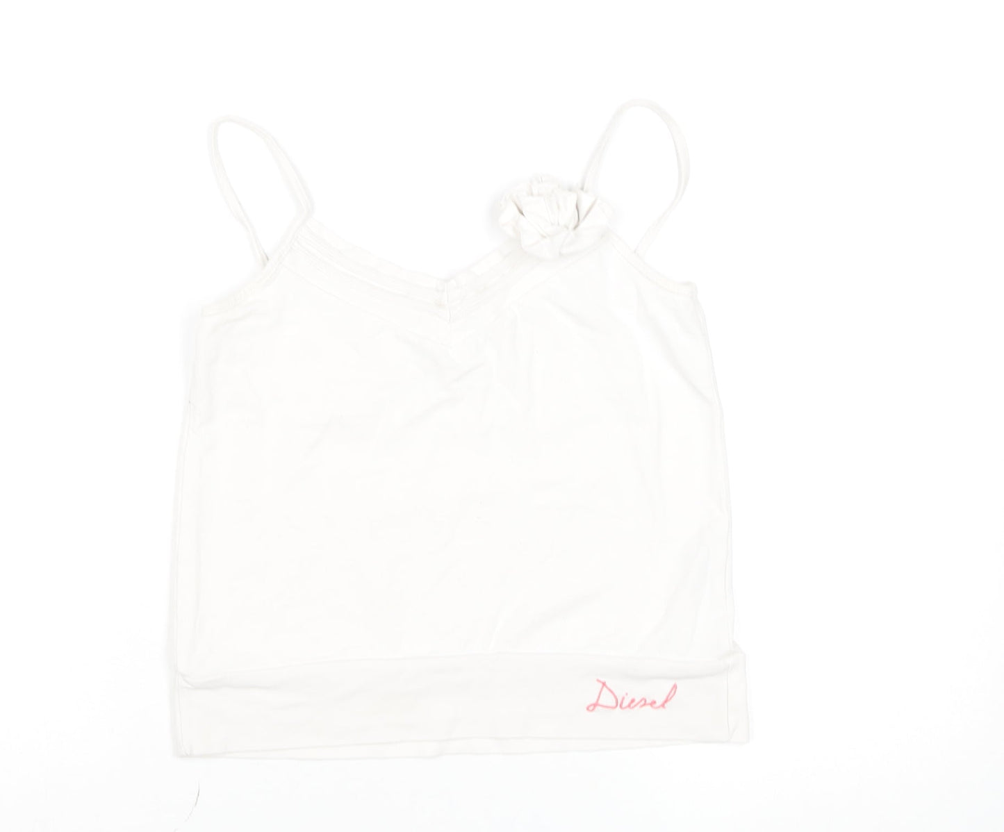 Diesel Women's White Cotton Camisole Tank Top S Regular Fit