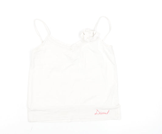 Diesel Women's White Cotton Camisole Tank Top S Regular Fit