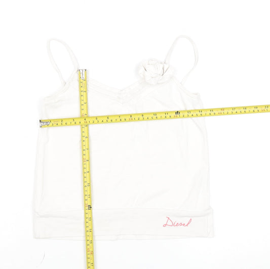 Diesel Women's White Cotton Camisole Tank Top S Regular Fit