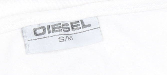 Diesel Women's White Cotton Camisole Tank Top S Regular Fit