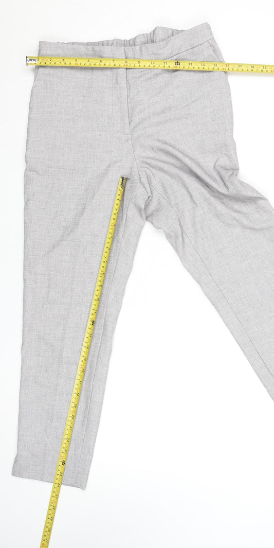 H&M Women's Grey Regular Fit Elastic Waist Tapered Trousers Size 10