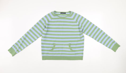 Dunnes Stores Men's Green Blue Striped Pullover Sweatshirt Size L