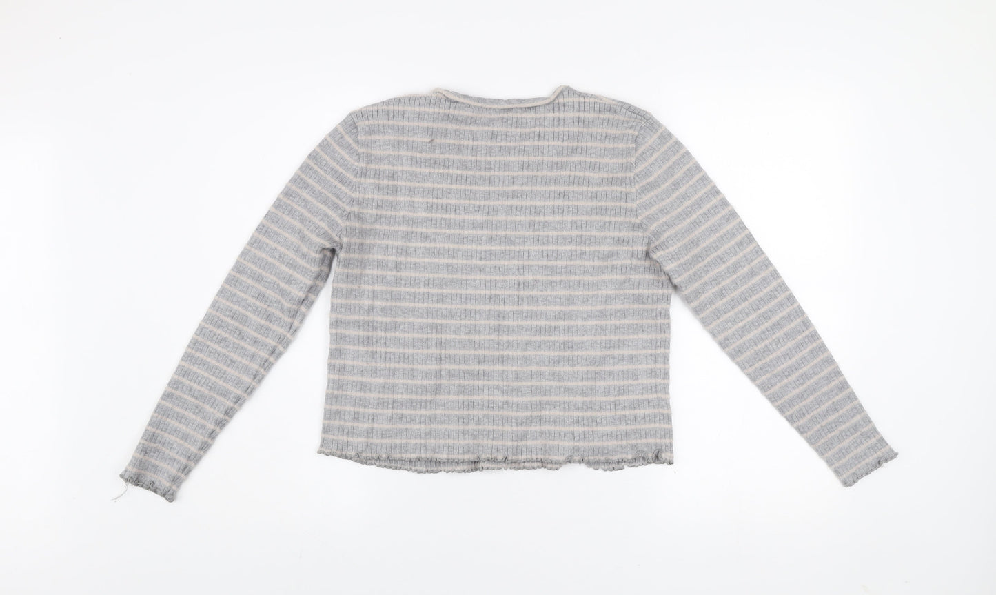 Savida Women’s Grey Striped Knit Pullover Jumper XL