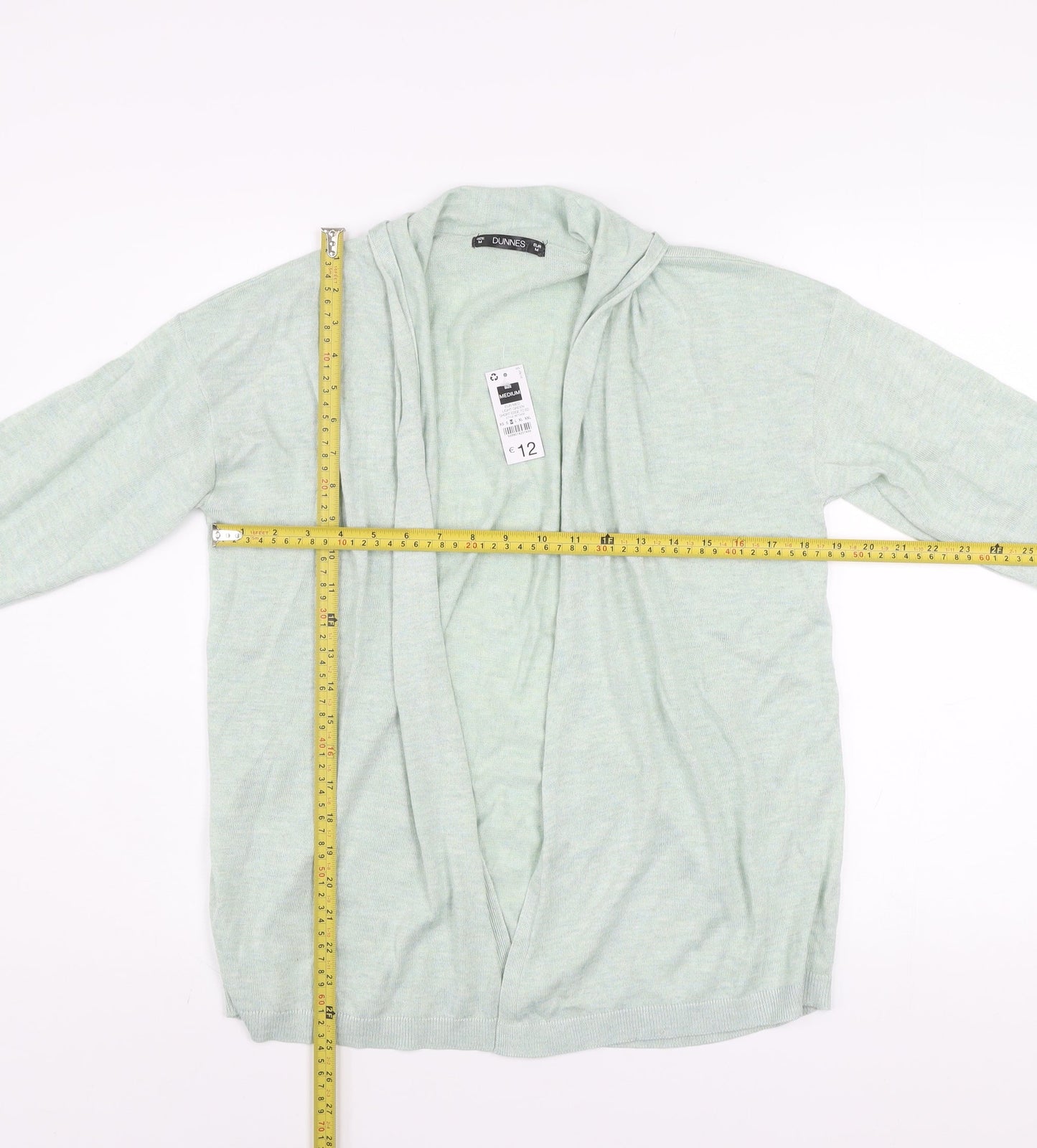Dunnes Women’s Light Green Knit Long Sleeve Open Cardigan Size 12