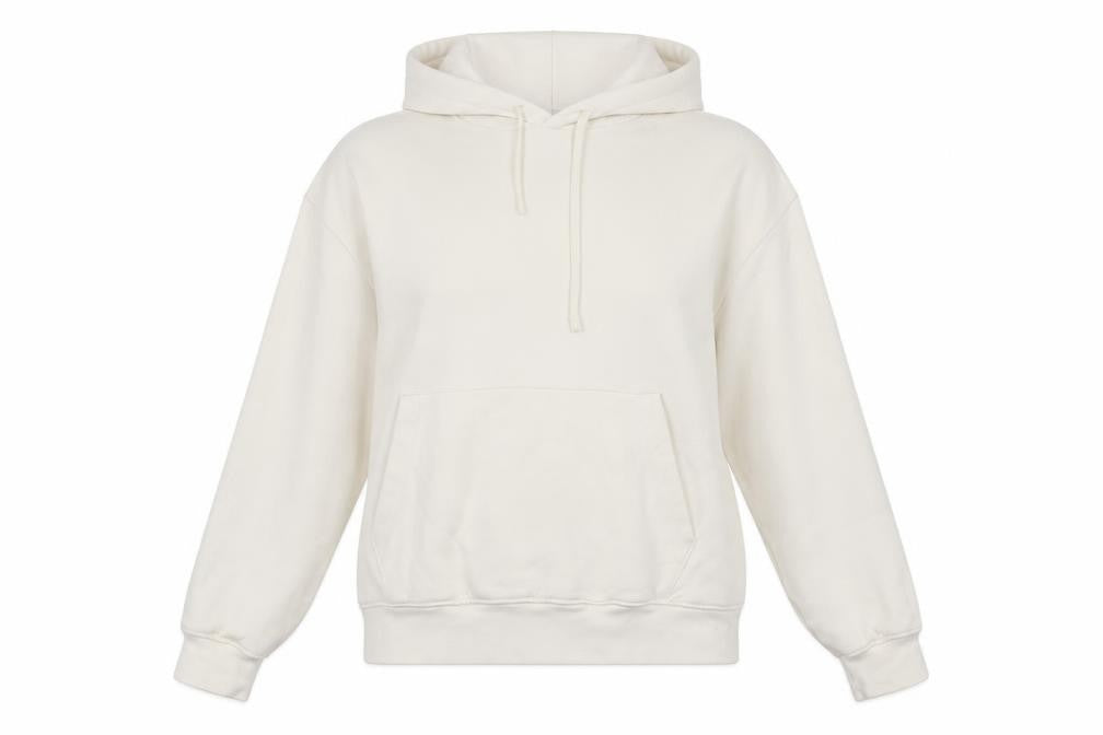 Zara Women Ivory Pullover Hoodie XL Cotton Blend Casual Sweatshirt