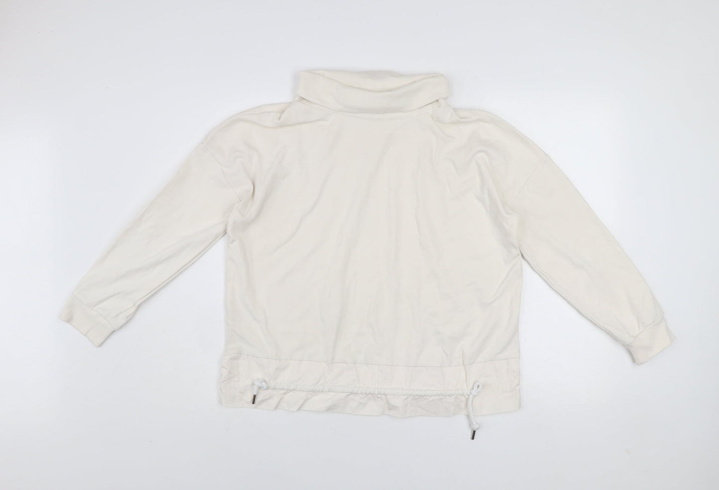 Gallery Women Cream Cotton Pullover Sweatshirt UK S Roll Neck