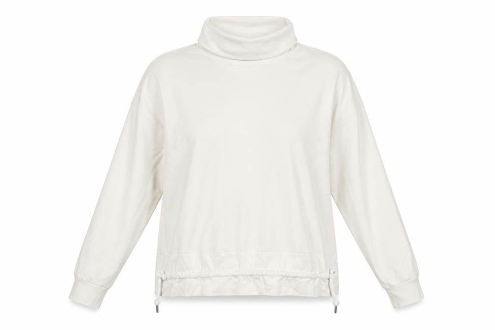 Gallery Women Cream Cotton Pullover Sweatshirt UK S Roll Neck