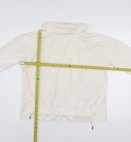 Gallery Women Cream Cotton Pullover Sweatshirt UK S Roll Neck