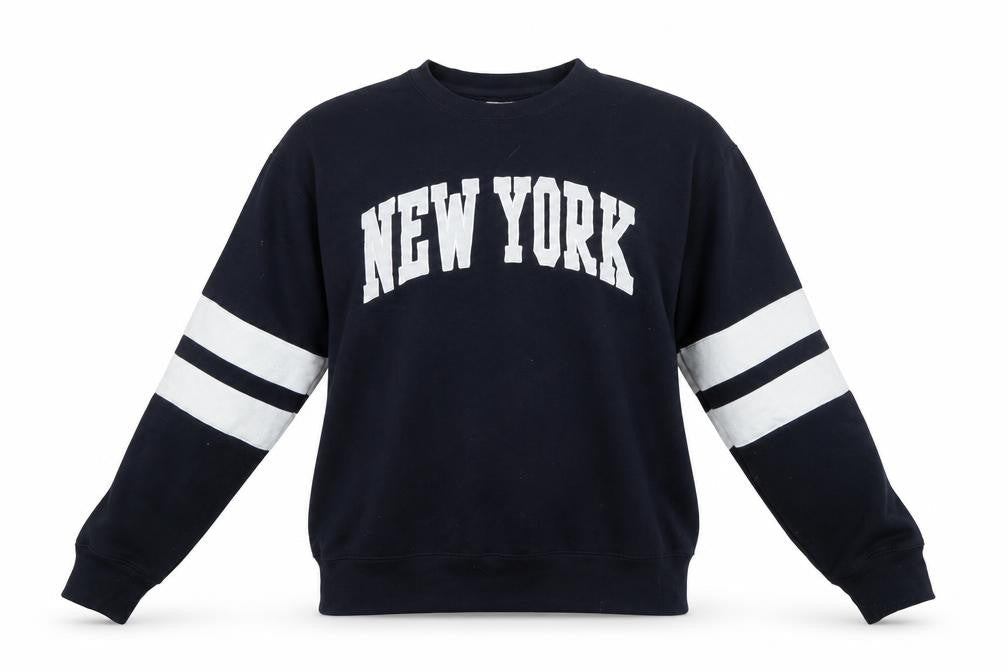 New York Popular Women's Navy Blue Pullover Sweatshirt Size L