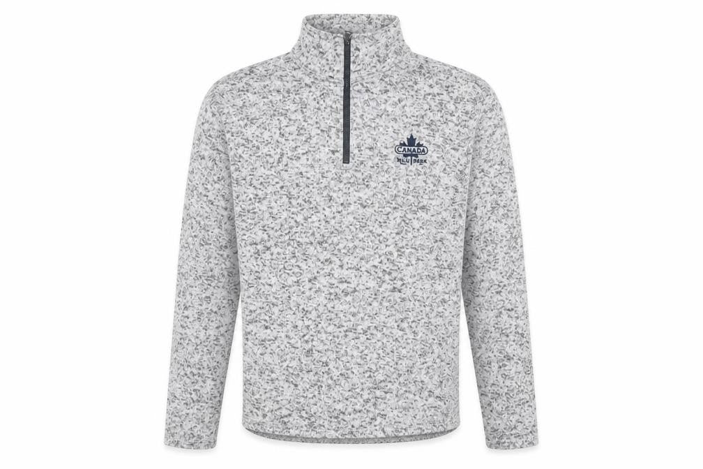 Front view of Atlas For Men Grey Fleece 1/4 Zip Pullover Sweatshirt, size M