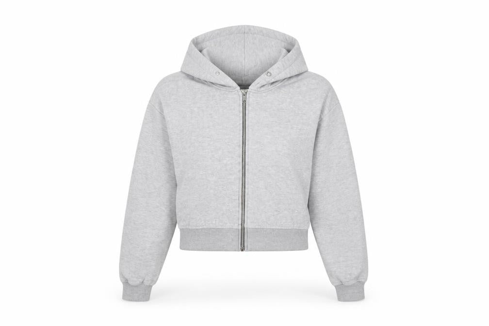 PRETTYLITTLETHING Womens Grey Cropped Hoodie Jacket Size M