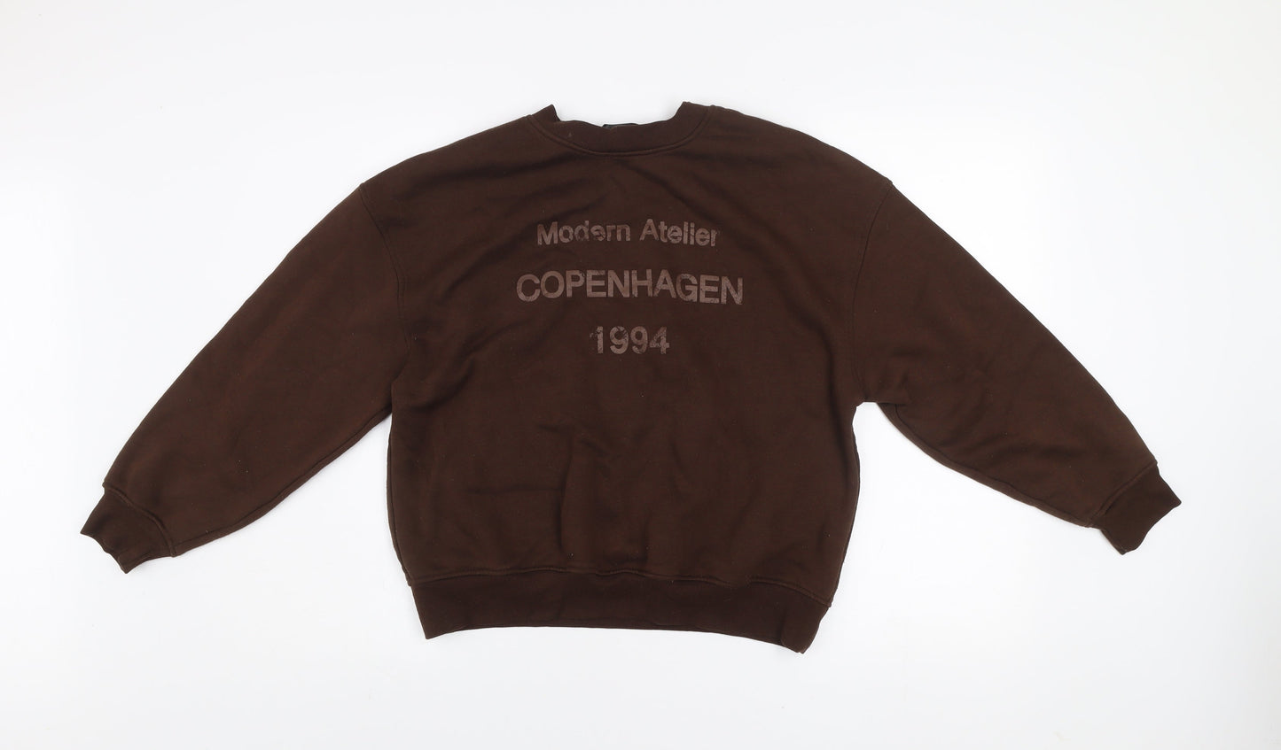 Dunnes Women’s Brown Pullover Sweatshirt Medium Modern Atelier Print