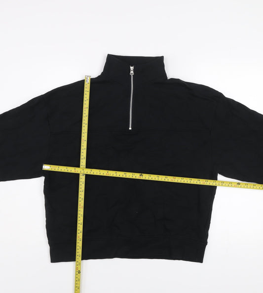 ASOS Design Women's Black 1/2 Zip Cotton Sweatshirt UK 10