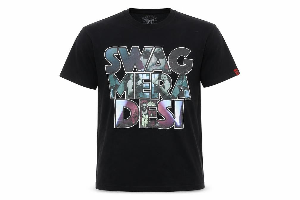 Soulstar Men's Black SWAG MERA DESI Graphic Print T-Shirt Medium