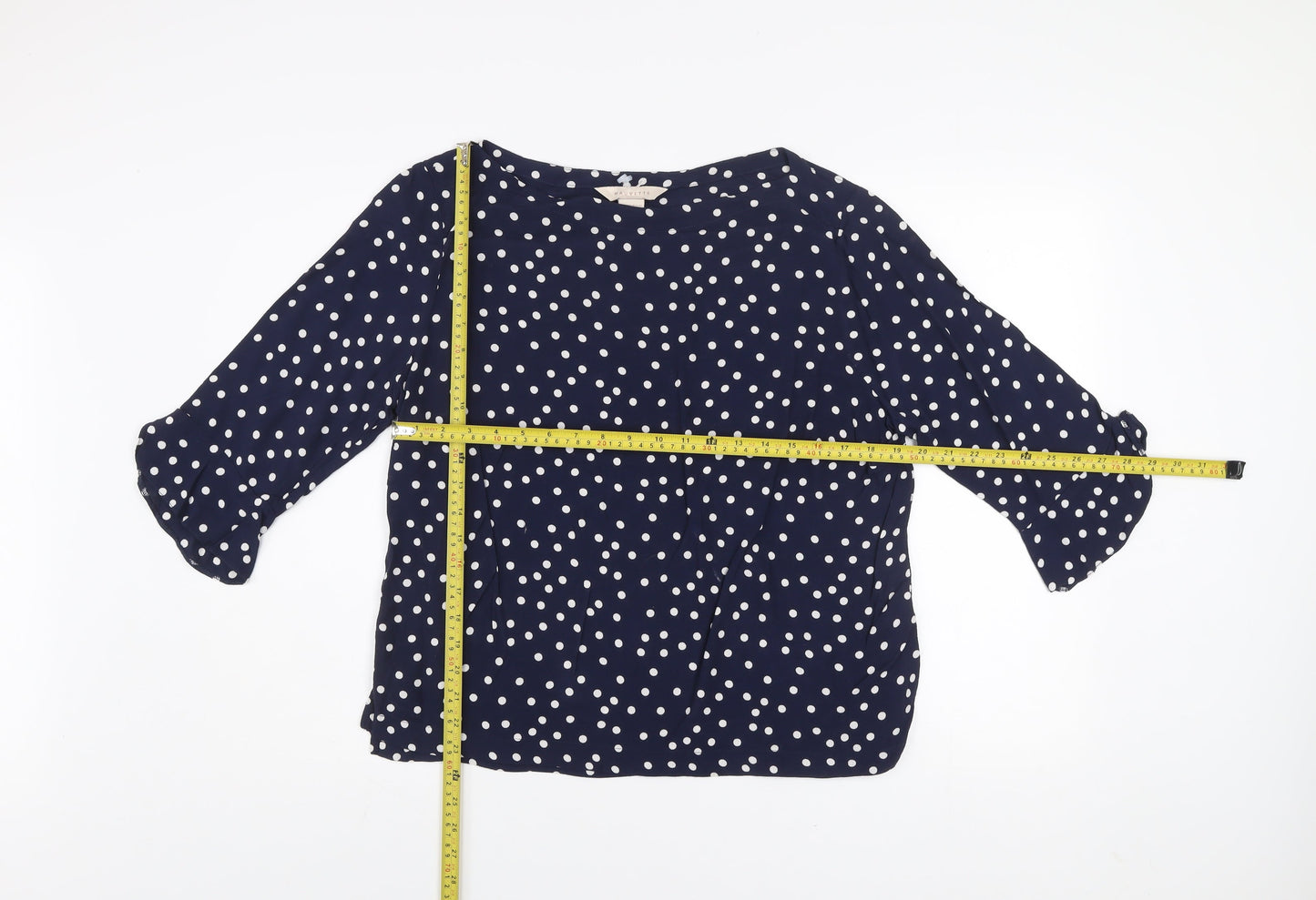 Mauvette Women's Blue Polka Dot 3/4 Sleeve Viscose Blouse UK 14