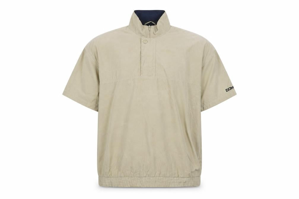 Donnay Men Beige Short Sleeve High Neck Zip Button-Up Shirt L