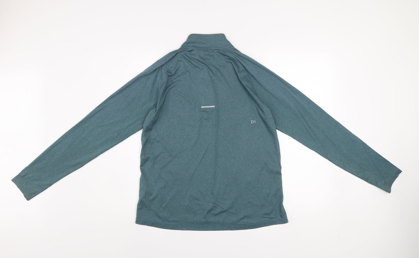 Asics Mens Green Long Sleeve 1/2 Zip Running Sweatshirt Size L