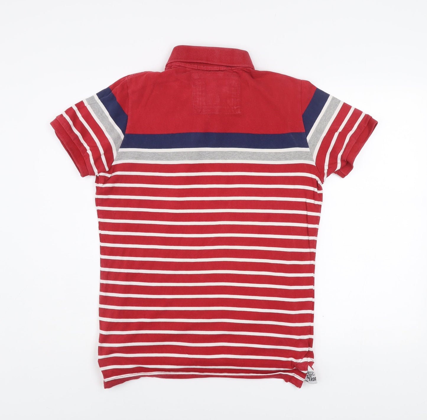 Superdry Men's Red Striped Polo Shirt Size L 100% Cotton Casual