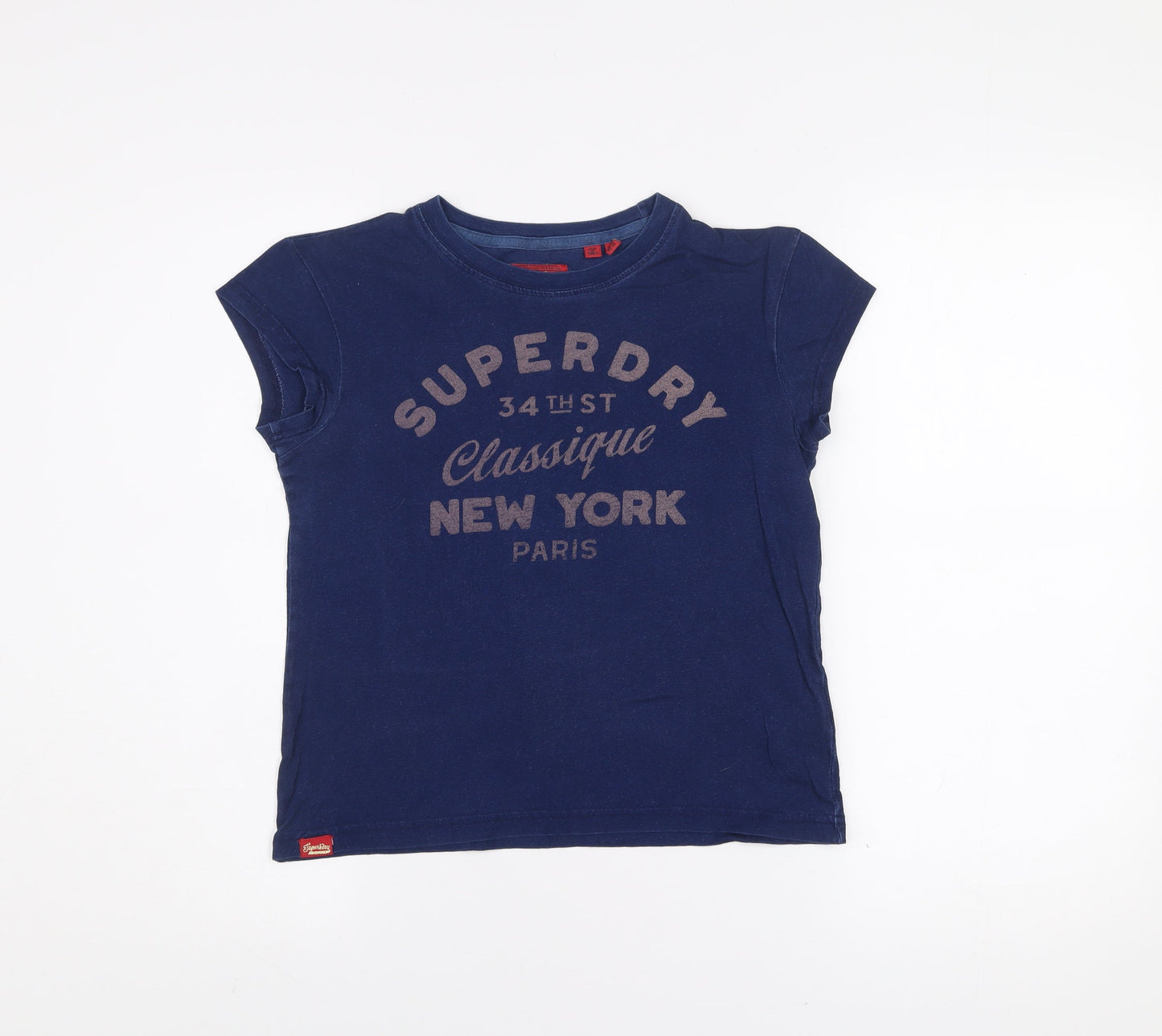 Superdry Womens Navy Blue Classic Crew Neck T-Shirt Size 8