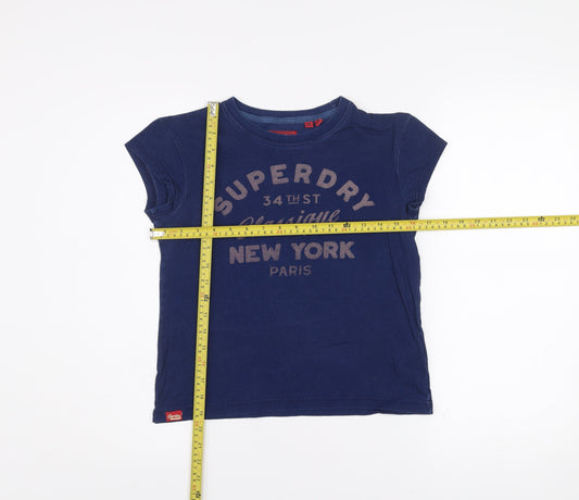 Superdry Womens Navy Blue Classic Crew Neck T-Shirt Size 8