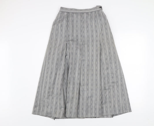 Jaeger Women's Grey Wool A-Line Midi Skirt Size 10