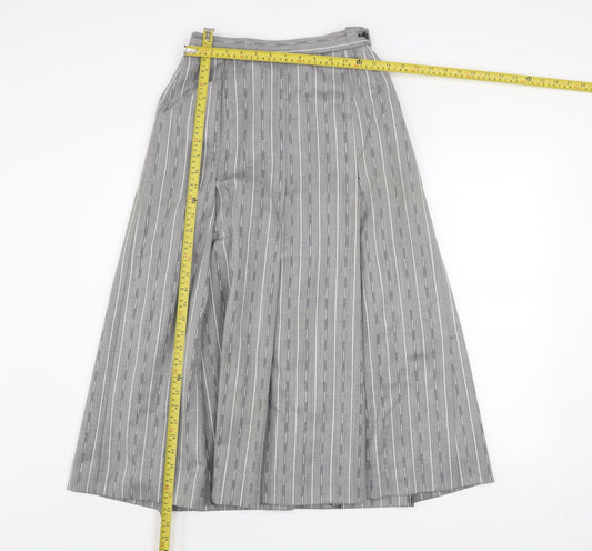 Jaeger Women's Grey Wool A-Line Midi Skirt Size 10