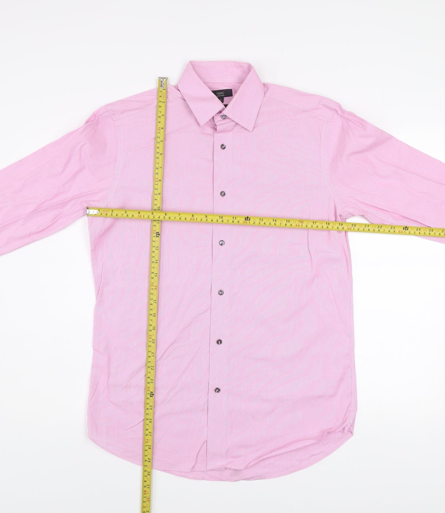 Next Signature Men's Pink Tailored Fit Cotton Dress Shirt 15in 38cm