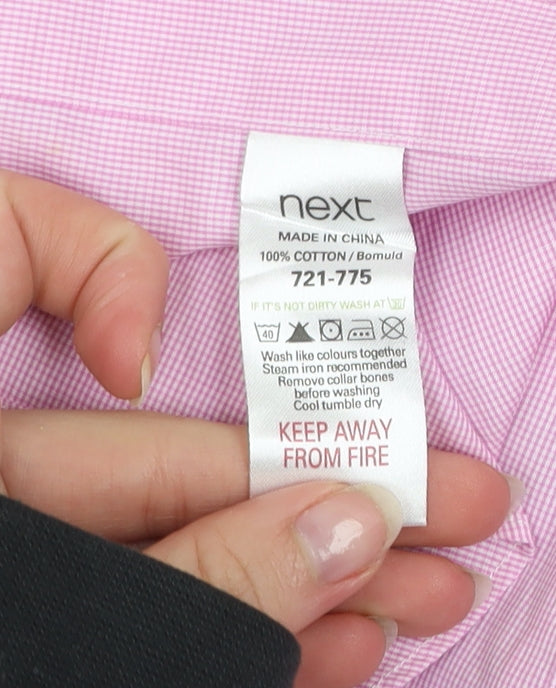 Next Signature Men's Pink Tailored Fit Cotton Dress Shirt 15in 38cm