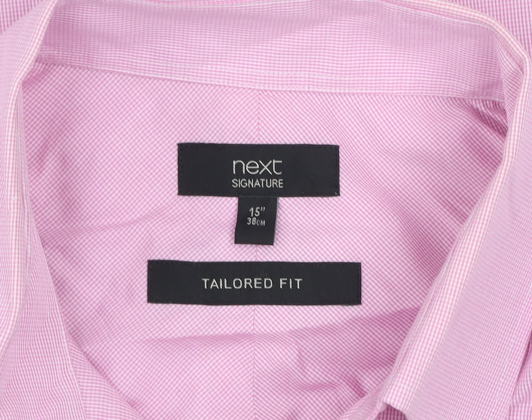 Next Signature Men's Pink Tailored Fit Cotton Dress Shirt 15in 38cm