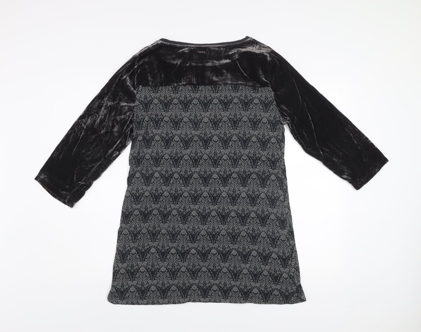 White Stuff Womens Grey Velvet Panel Shift Dress Size 12